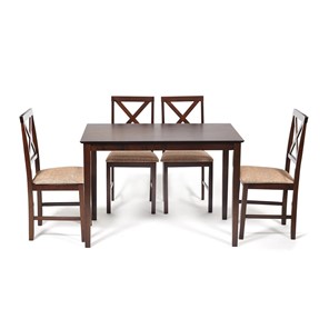Обеденный комплект Хадсон (стол + 4 стула) id 13691 cappuccino (темный орех) арт.13691 в Сыктывкаре